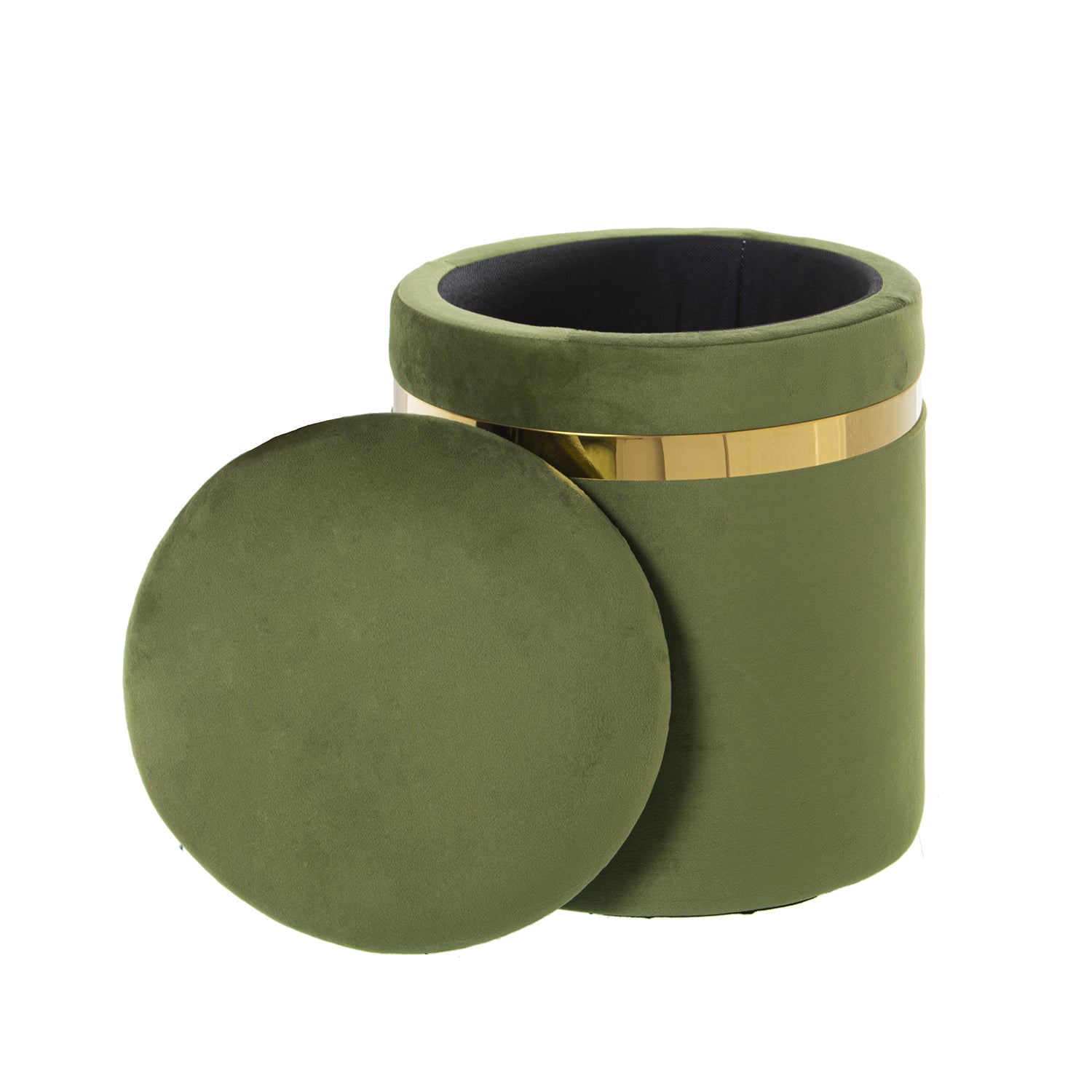 Pouf contenitore 33,5 cm in velluto matelassè verde - Cerry