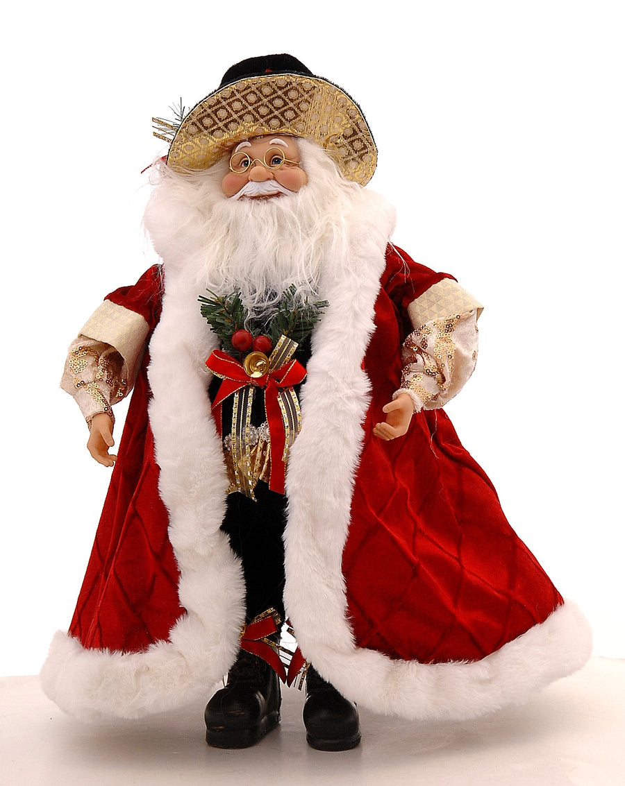 BABBO NATALE ORO E ROSSO CON CAPPELLO A CILINDRO 45cm