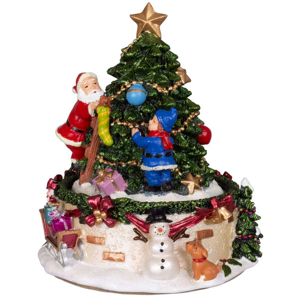 Mechanical music box Christmas tree with Santa Claus 15 cm