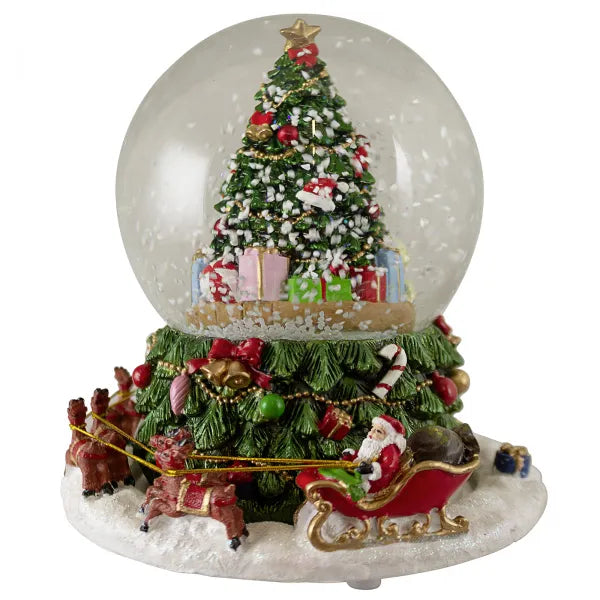 Snowball music box 17 cm Santa Claus and tree