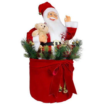 Babbo Natale in un sacchetto regalo da 60 cm con musica LED e SI muove