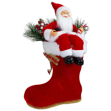 Santa Claus a LED in stivale 45cm