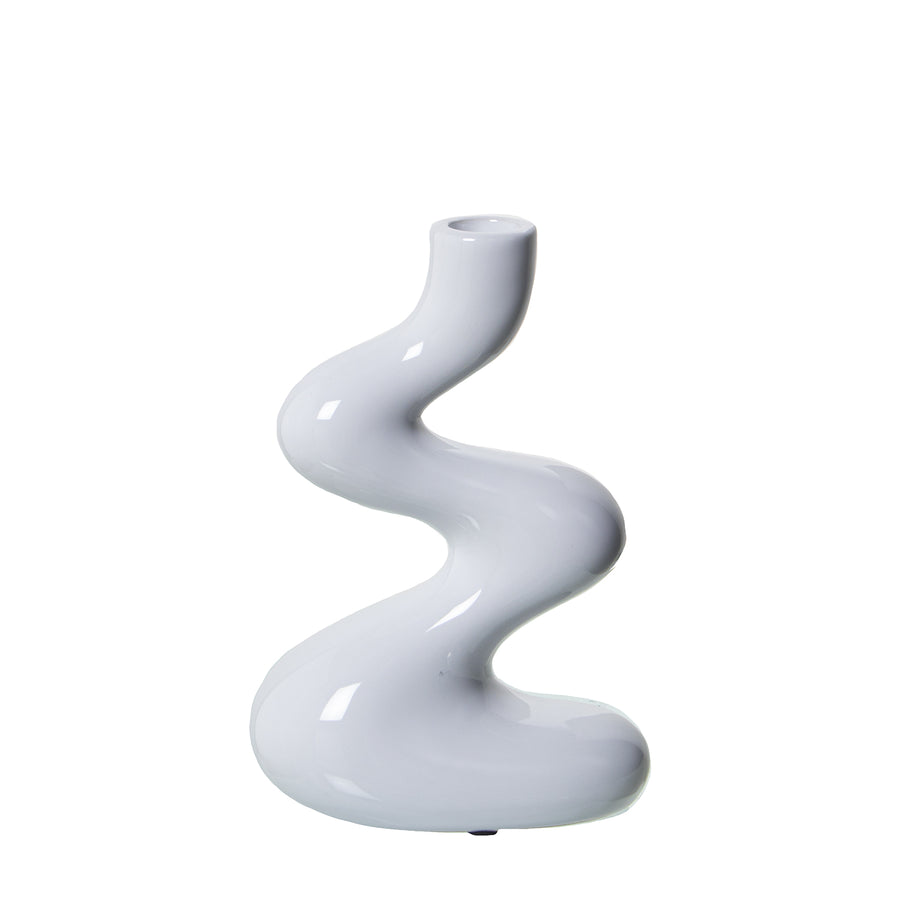 CANDELABRO IN CERAMICA BIANCO LUCIDO 20/28CM