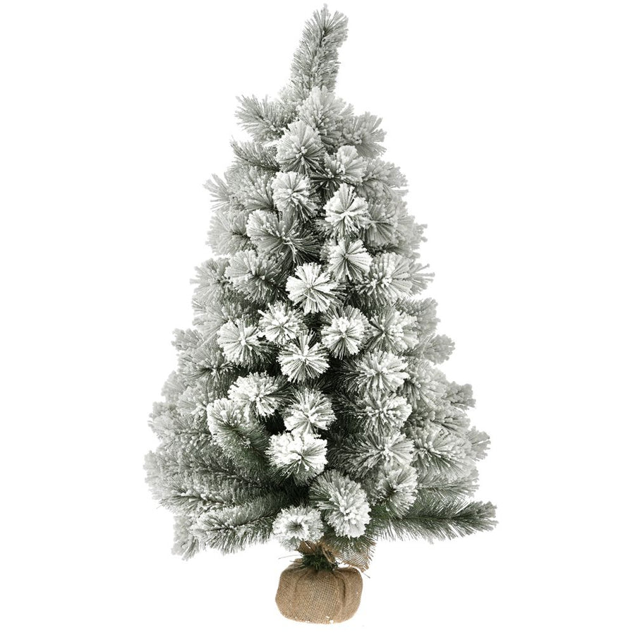 FLOCKED CHRISTMAS TREE Φ50Χ90CM WITH JUTE BASE 100 POINTS 