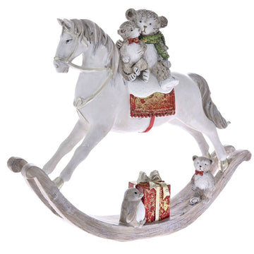 CHRISTMAS ROCKING HORSE IN POLYRESIN 29X6X24CM 