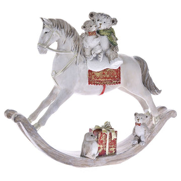 CHRISTMAS ROCKING HORSE IN POLYRESIN 20X4X16CM 