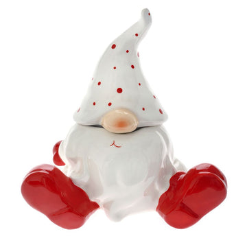 CHRISTMAS BOX IN WHITE/RED CERAMIC WITH SANTA CLAUS DESIGN 17X13X17CM 