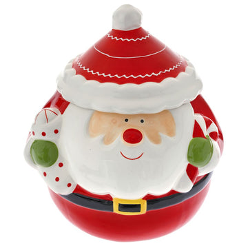 RED CERAMIC COOKIE BOX SANTA CLAUS 19X18X22CM 