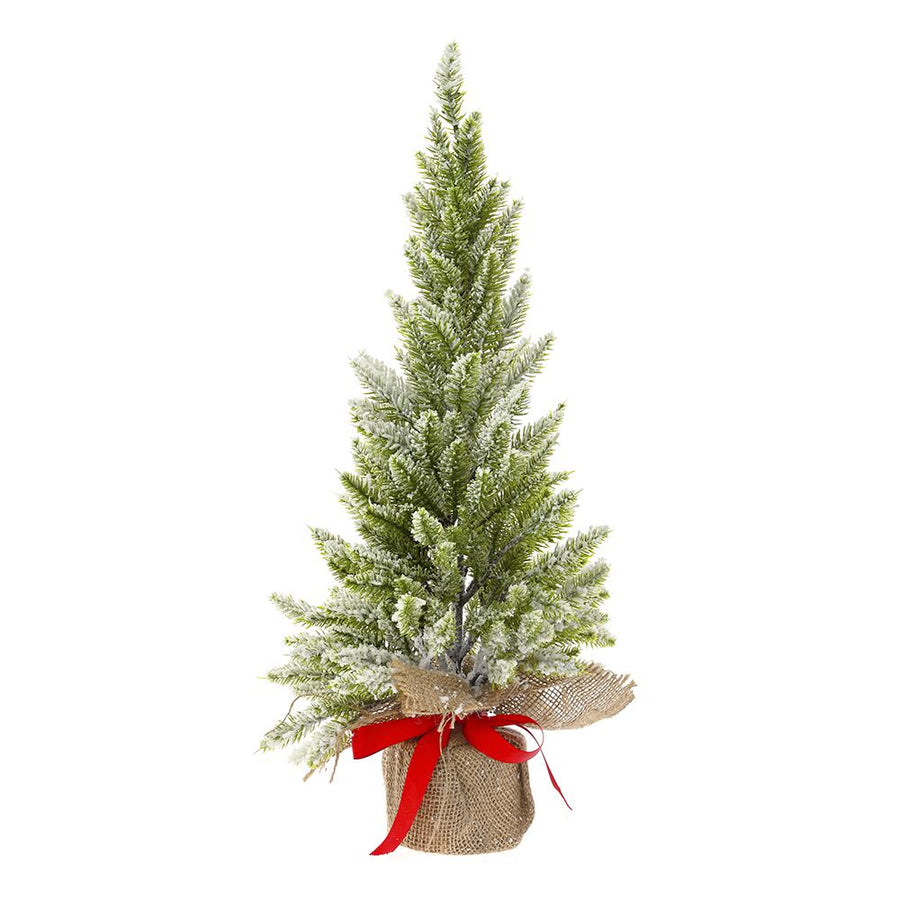 MINI SNOW-COVERED TREE WITH RED RIBBON 55CM