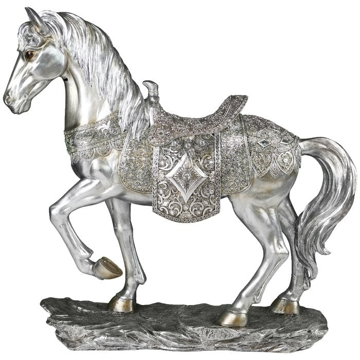 Silver resin horse