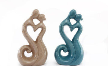 WATER GREEN/TAUPE COUPLE STATUE