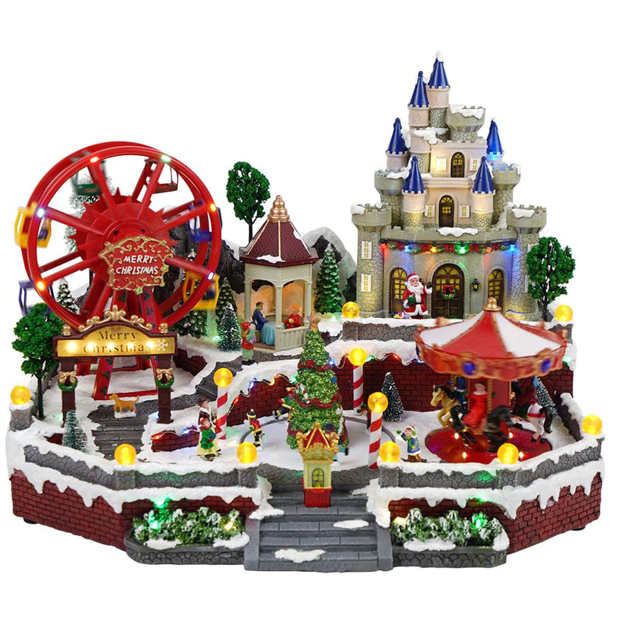 VILLAGE WITH CAROUSEL AND ANIMATED SKATERS