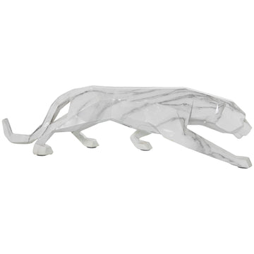 Panther Resin Figure Origami Marble Finish 48x11x13cm