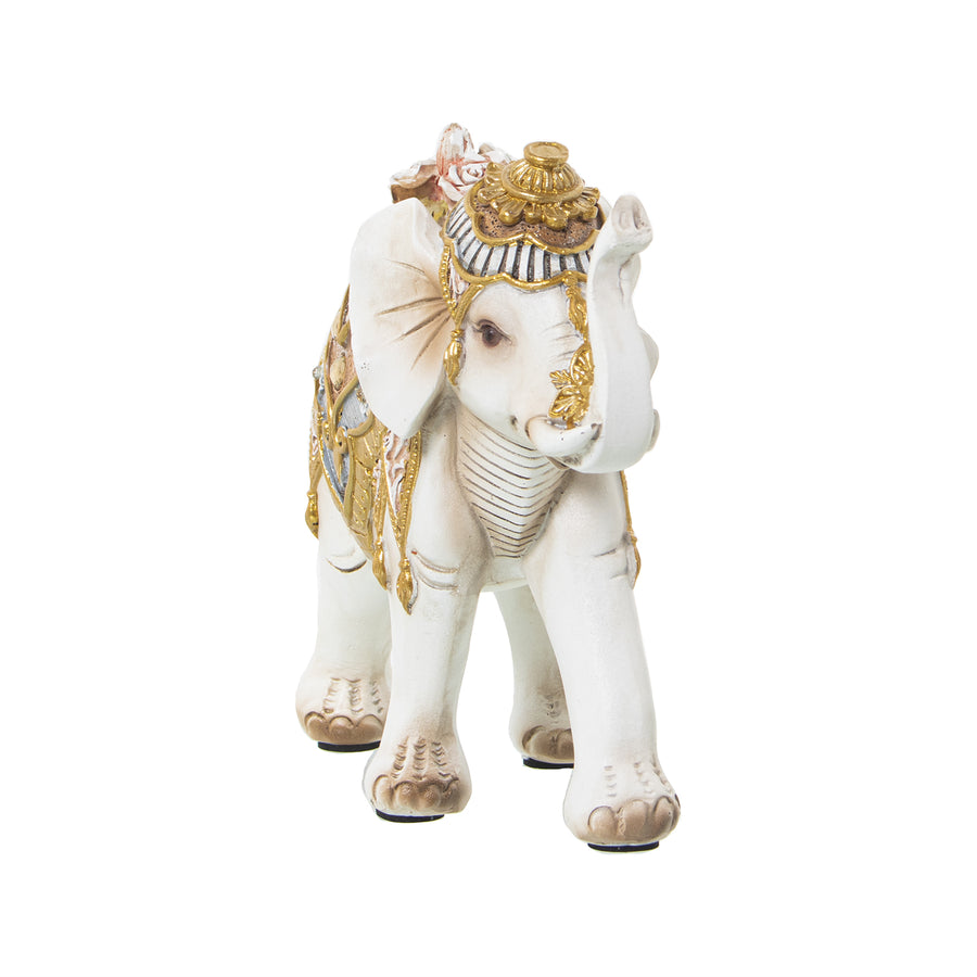 Elefante Bianco/oro 19x7x15cm