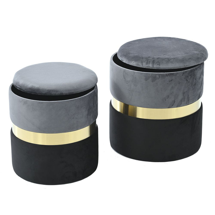 POUF  IN LEGNO NERO GRIGIO E ORO