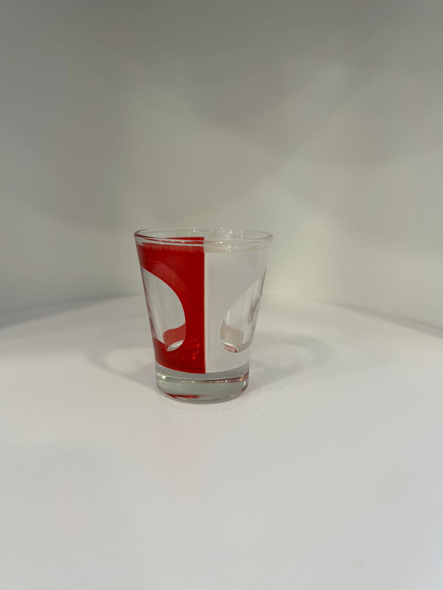 WHITE AND RED LIQUEUR GLASSES 6PCS