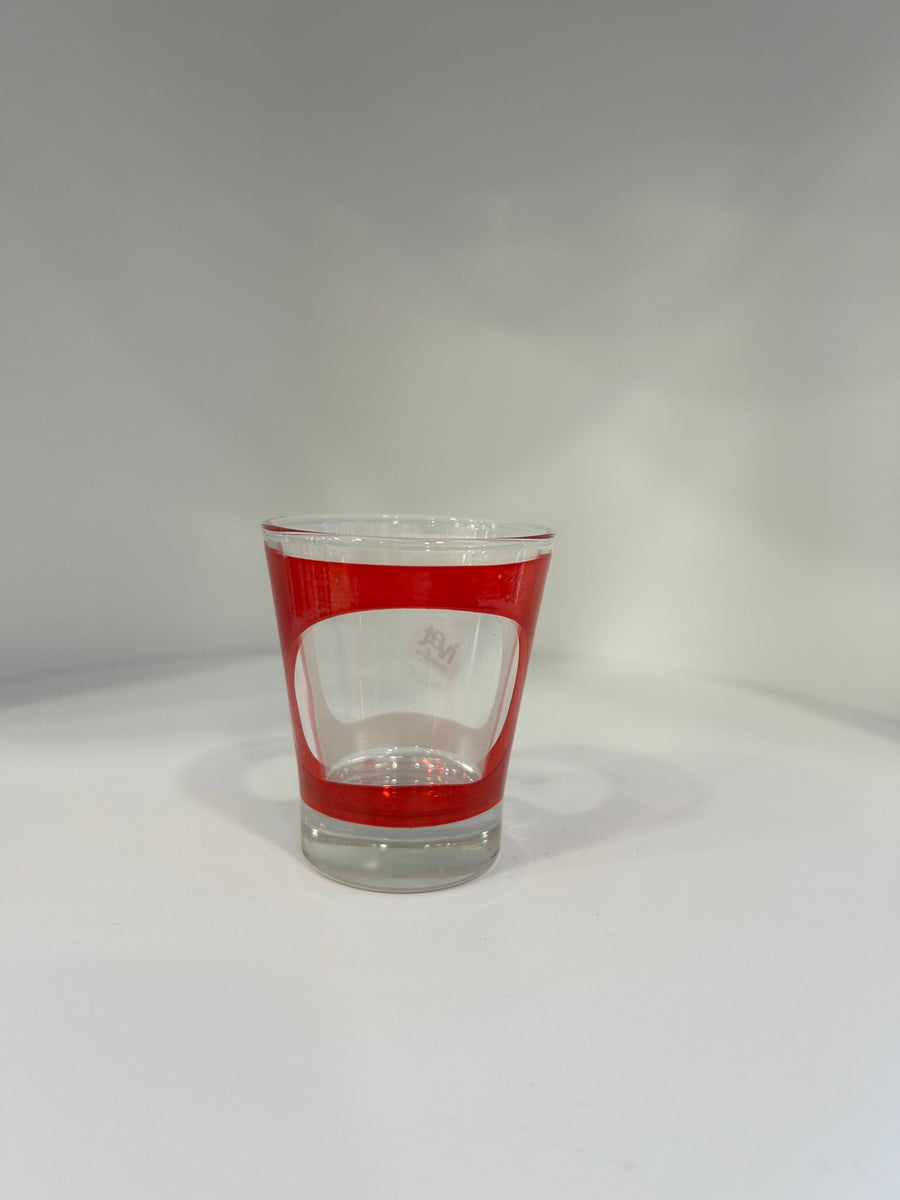 WHITE AND RED LIQUEUR GLASSES 6PCS