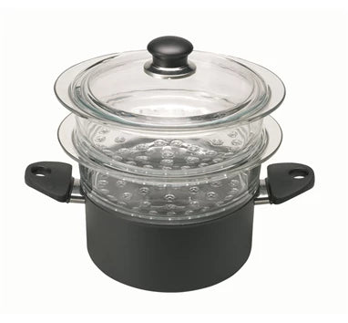 Non-stick aluminum saucepan with steam cooker Gli Speciali line, diam. 20cm 