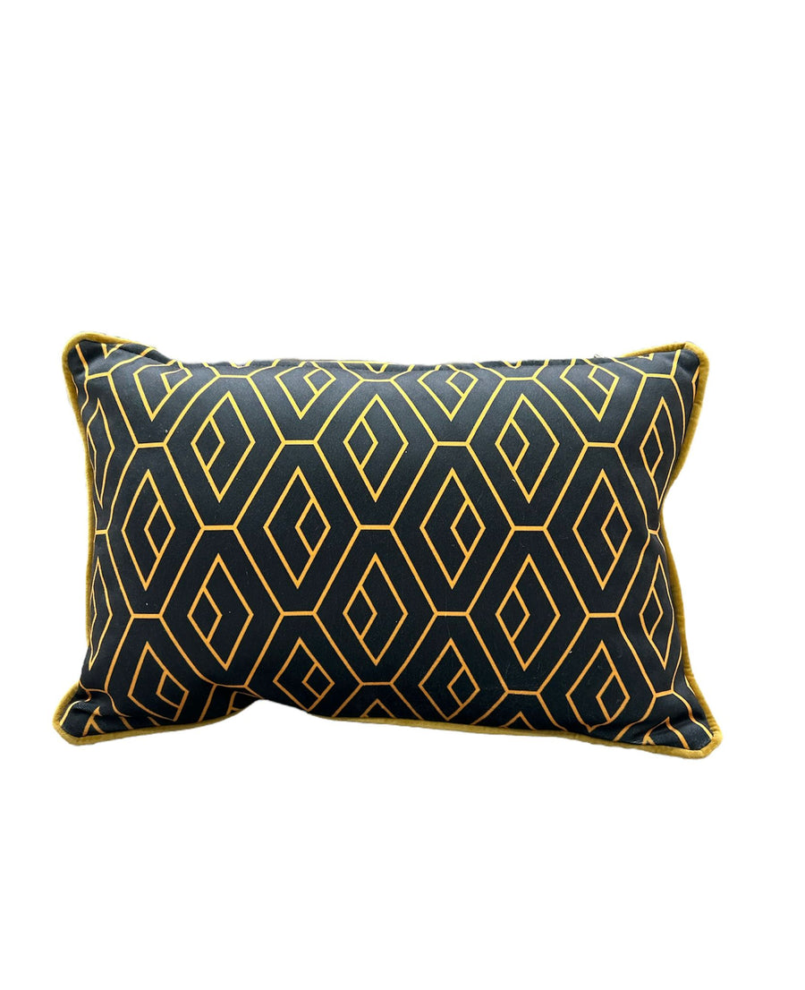 BLACK AND GOLD RECTANGULAR DOUBLE SIDE CUSHION