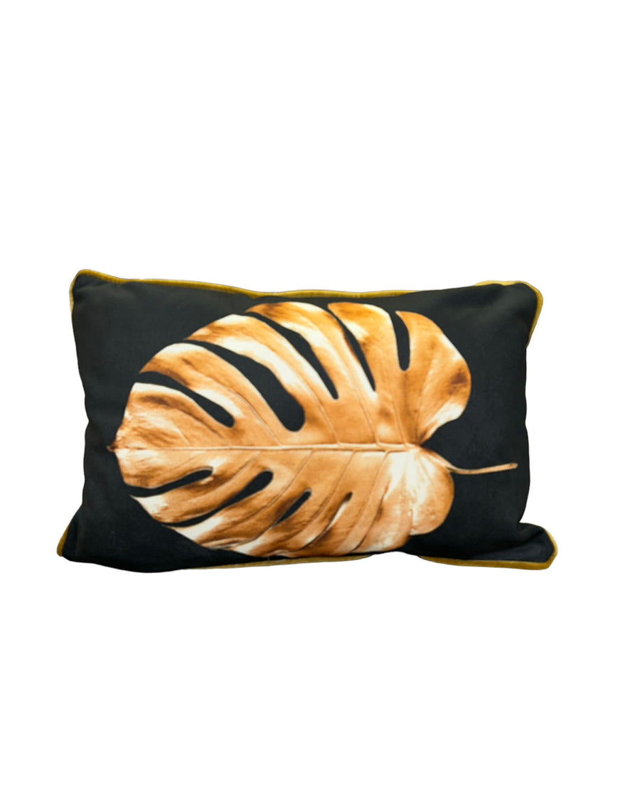 BLACK AND GOLD RECTANGULAR DOUBLE SIDE CUSHION